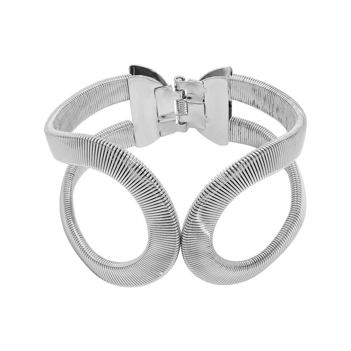 Pulsera de mujer con broche de resorte abierta en forma de serpiente de hierro con acabado chapado