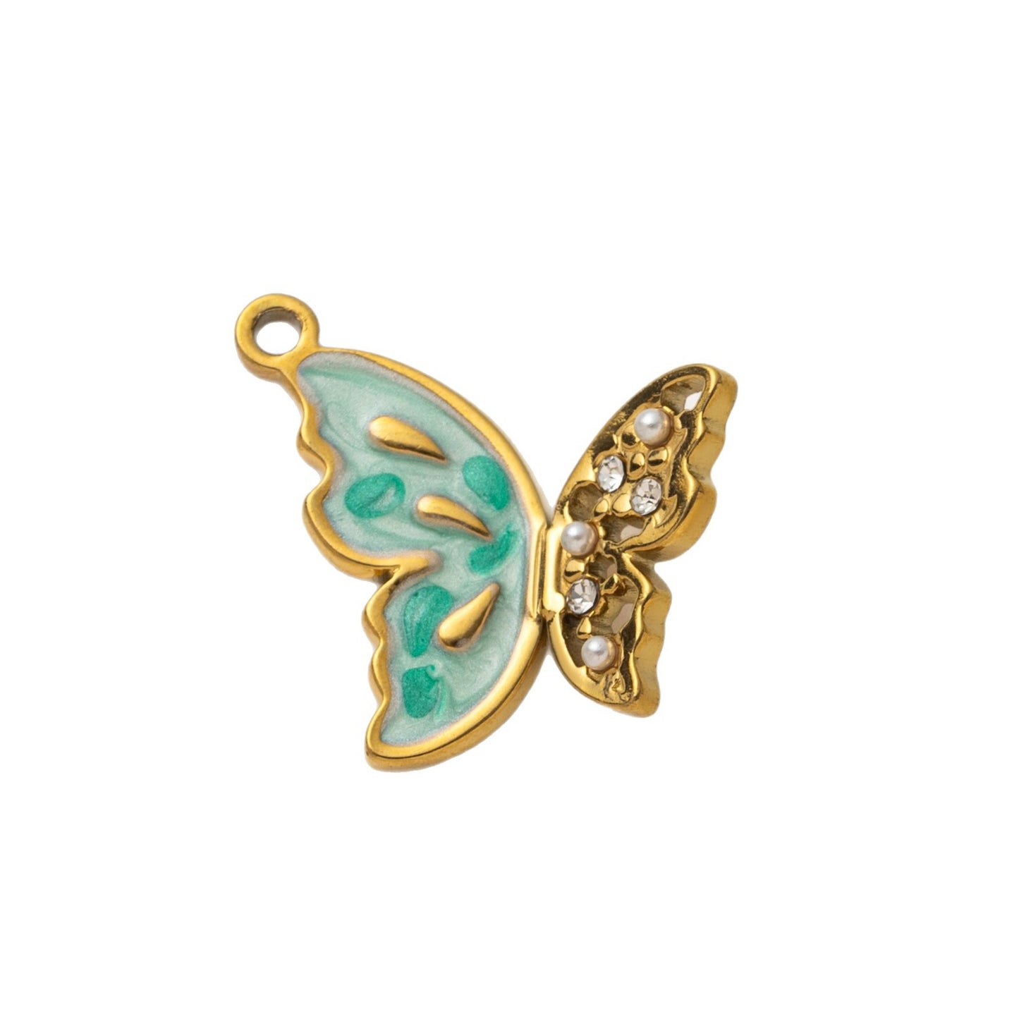 Vintage PVD 18K Gold Plated Stainless Steel Butterfly Geometric Charm Bar