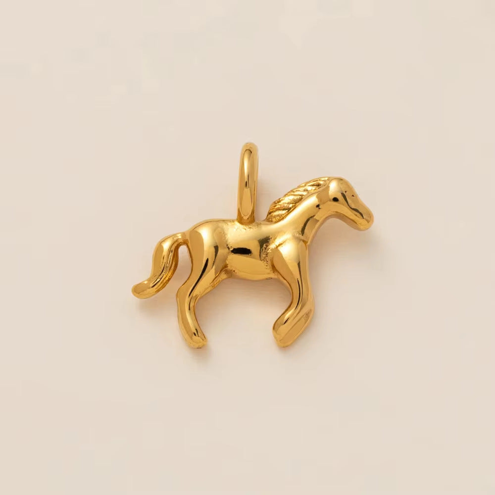 Vintage Stainless Steel PVD Gold Plated Animal Insect Pendant Charm Bar for Women