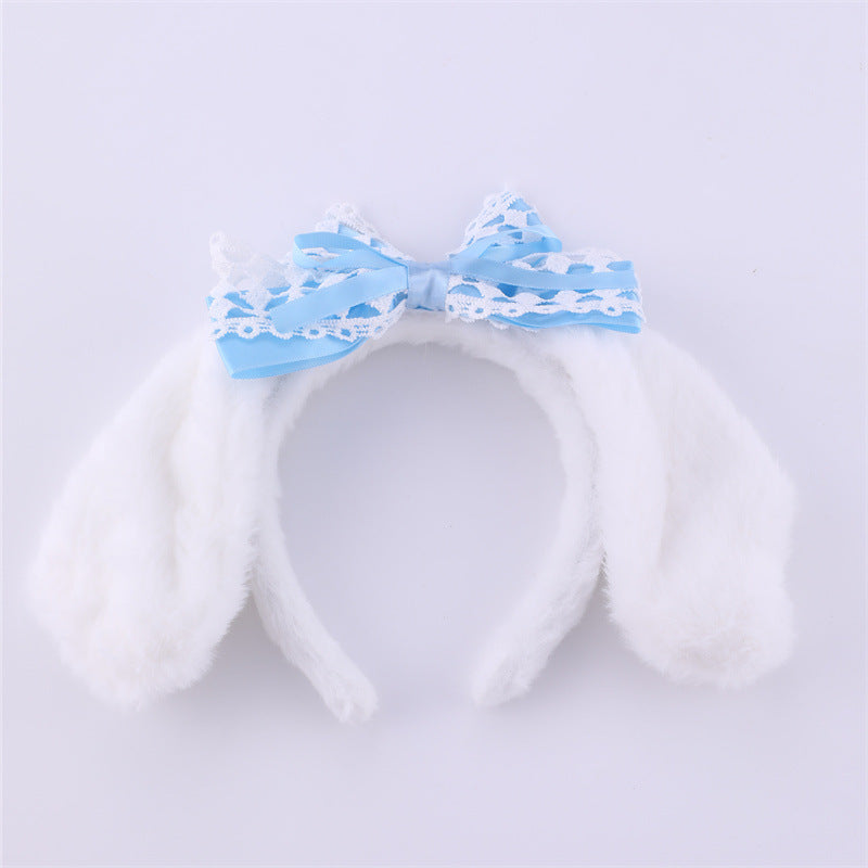 Bonita diadema de felpa para lavarse la cara para mujeres y niñas con ribete de encaje y diseño geométrico de tela para aplicar mascarillas