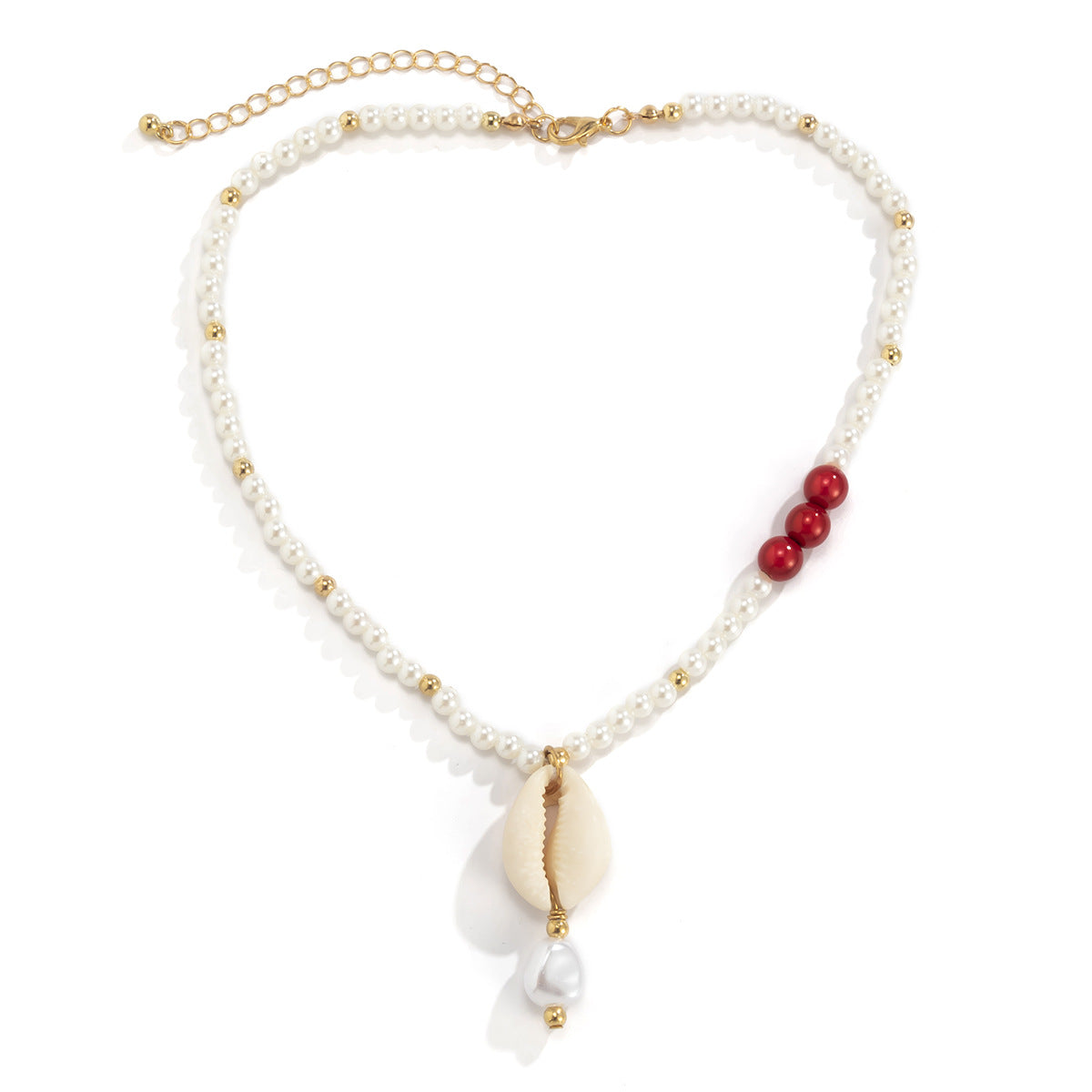 Bohemian Ethnic Layered Shell and Beaded Pendant Necklace with Tassel Detail in Resin and Plastic Geometric Design for Women