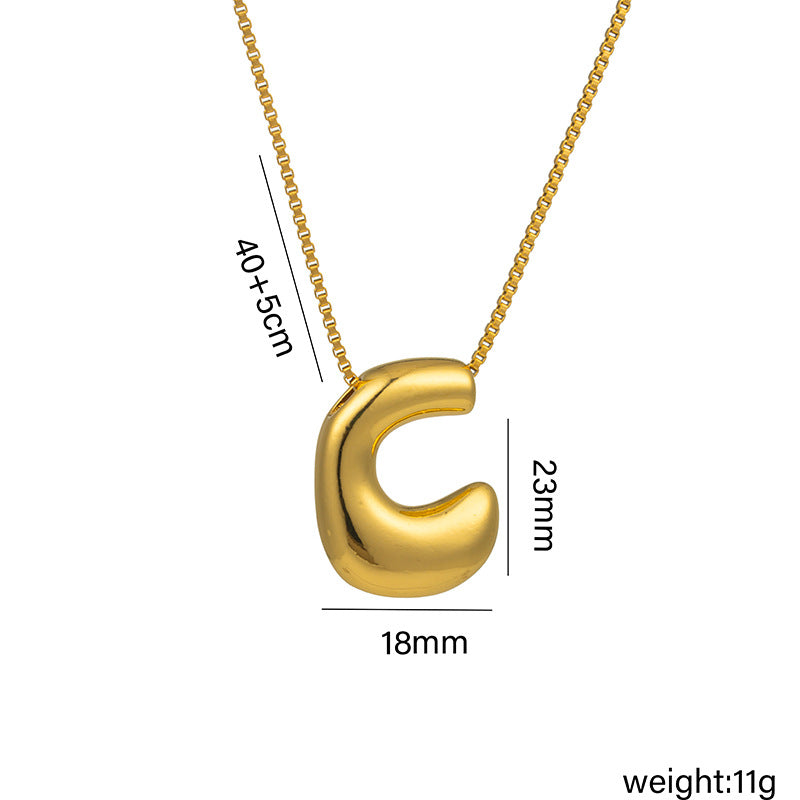 Bonito collar con dije de burbuja en forma de letra Q, estilo Q, de acero de titanio con chapado en oro de 18 quilates para mujer