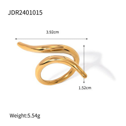 Fashion Business Casual Teardrop Geometric Plated Stainless Steel Ring for Women