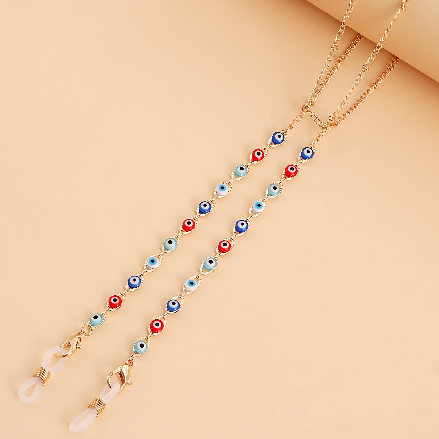 Fashion Crystal Evil Eye Alloy Glasses Chain Mask Holder