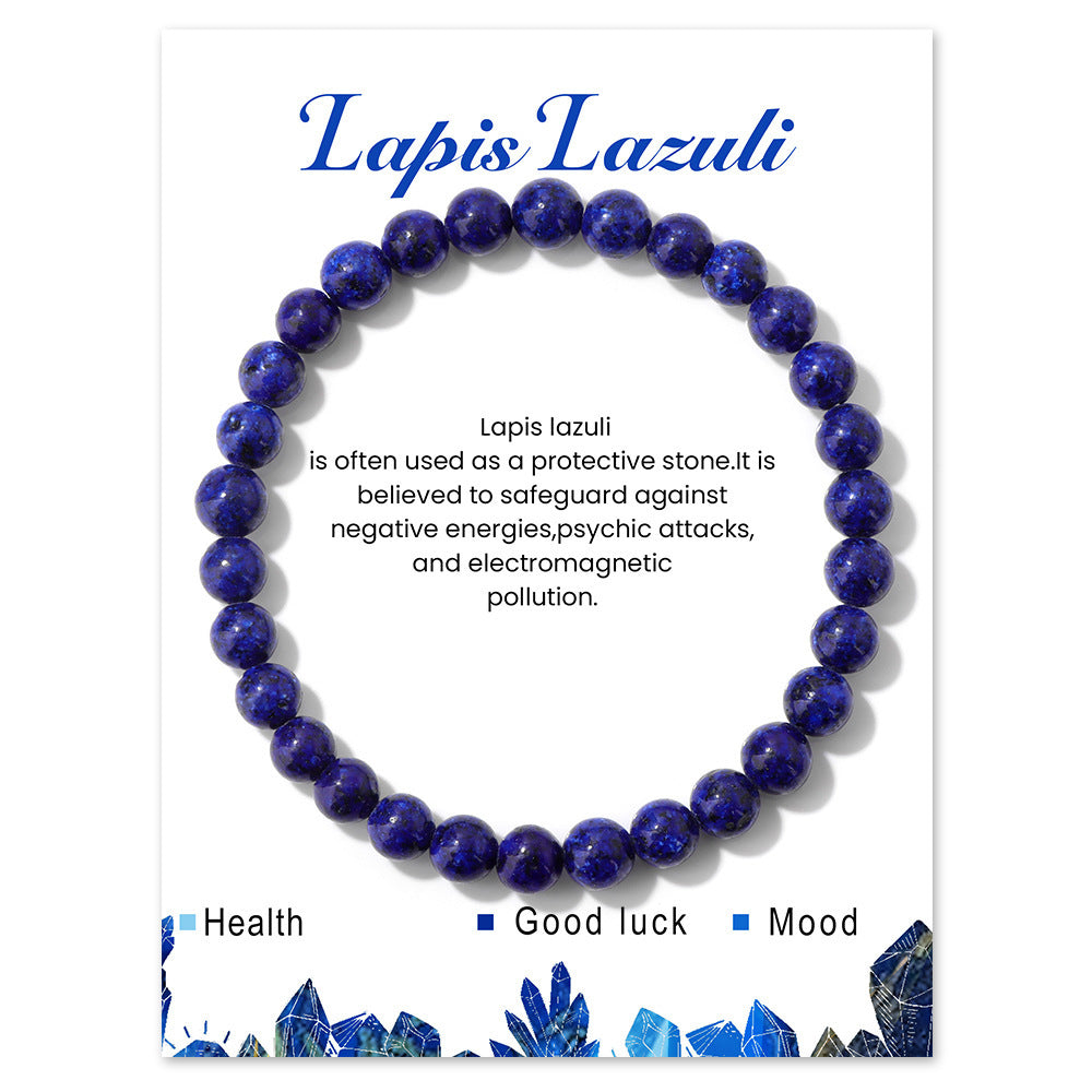 6mm Natural Crystal Beaded Bracelet Unisex Elastic Stretch Bangle