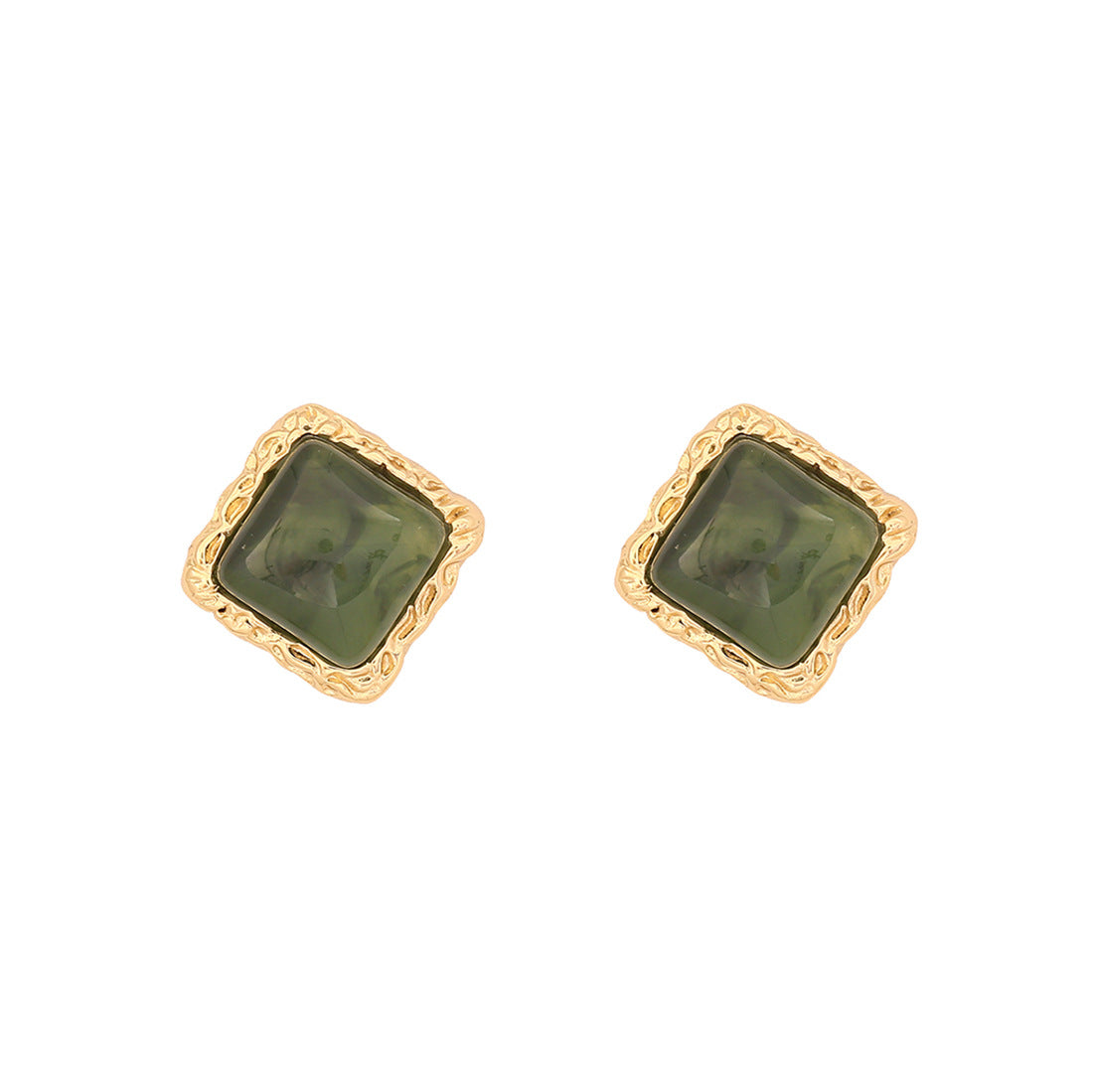Retro Geometric Square Stainless Steel Stud Earrings with Plating Finish for Women