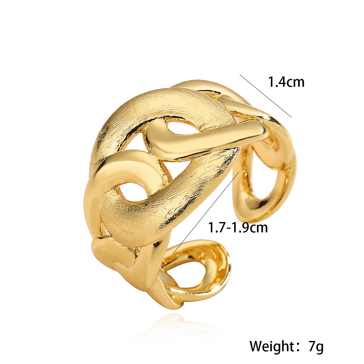 Anello Irregolare Geometrico in Rame con Placcatura in Oro 18K da Donna, Anello di Lusso Leggero alla Moda di Ispirazione Vintage