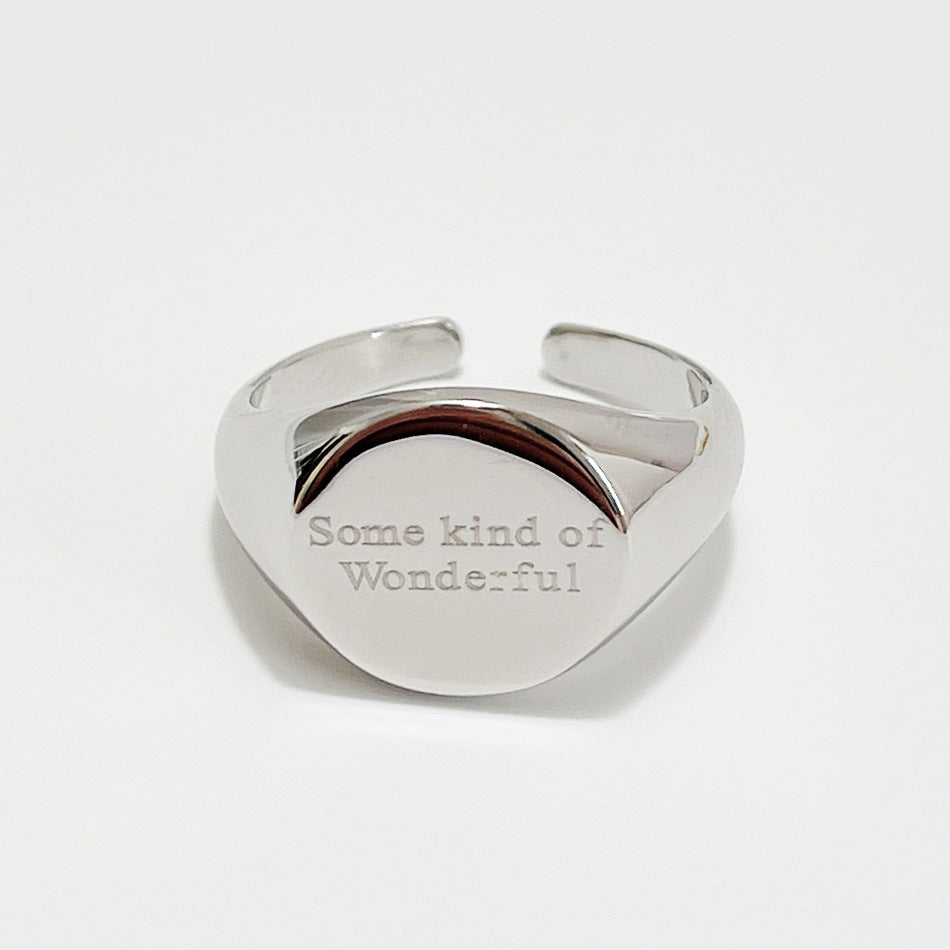 Minimalist 925 Sterling Silver Heart Letter Open Ring for Women