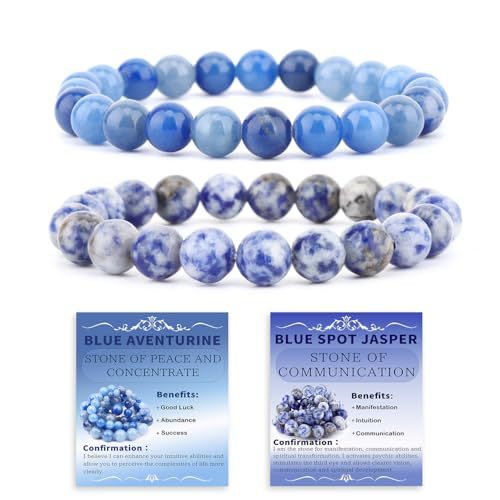 Ethnic Natural Stone Beaded Bracelet Set Round Tiger Eye Gemstone Handmade Unisex Jewelry