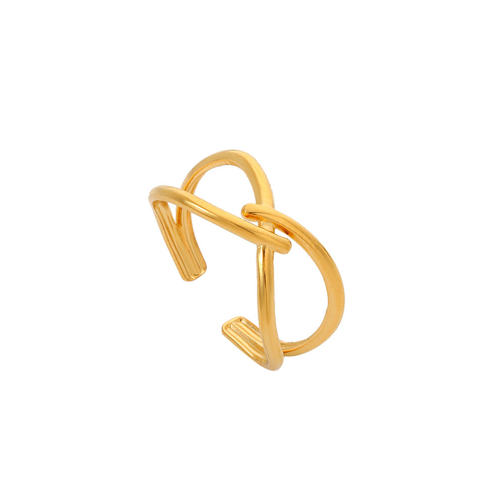 Minimalist Geometric Round Plated Titanium Steel Adjustable Open Ring Unisex