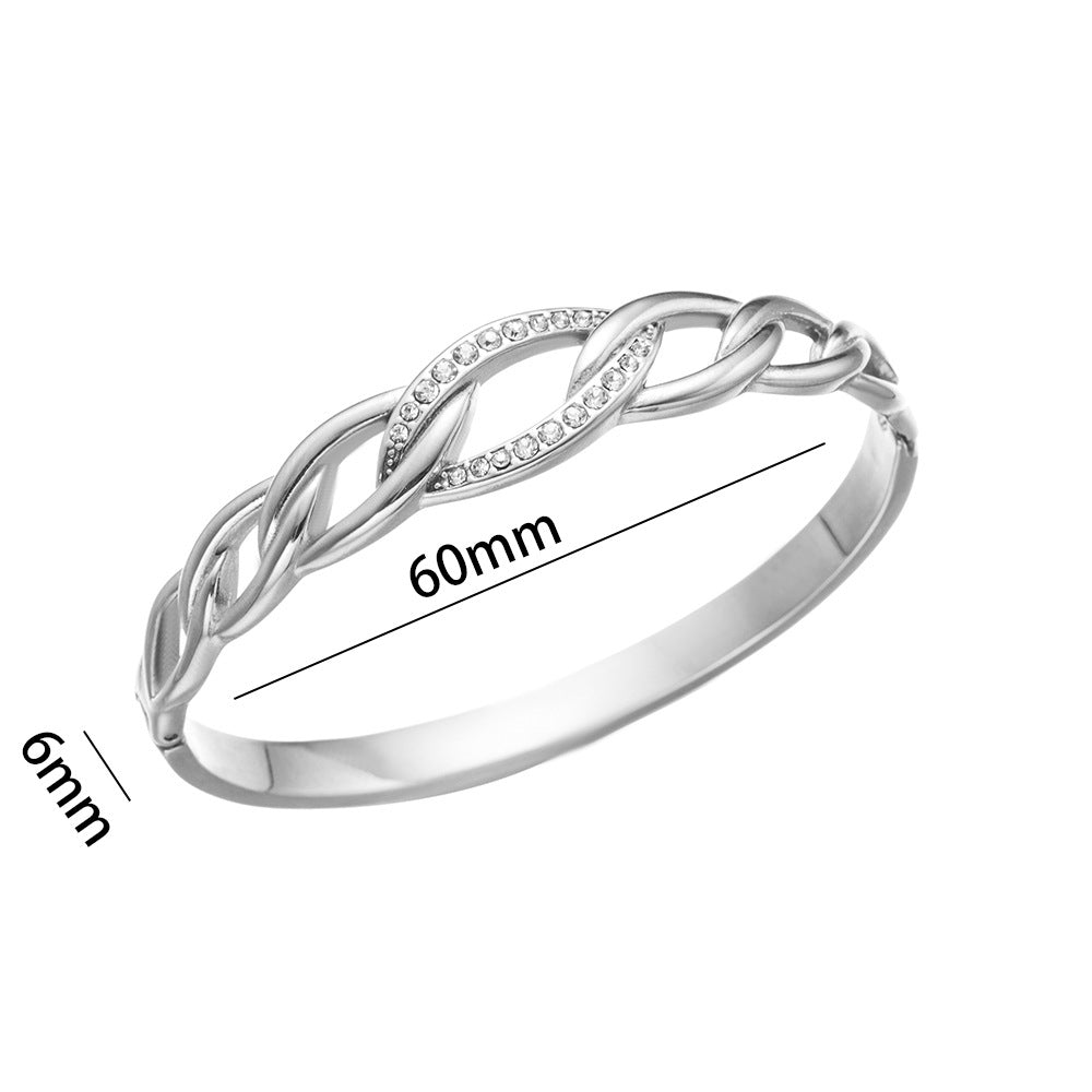 Fashion Geometric Oval Twisted Rope 18K Gold Plated Stainless Steel Bracelet for Women