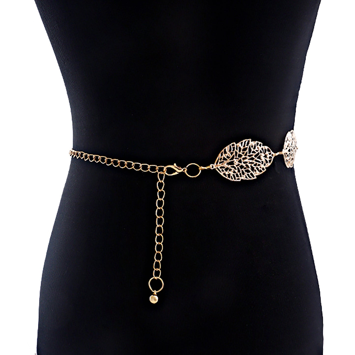 Punk Leaf Cutout Baking Varnish Metal Waist Chain for Women
