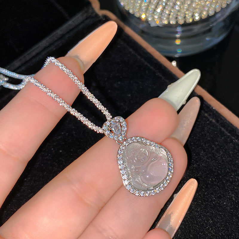 Sweet Sporty Titanium Steel Plated Necklace with Animal Brass Pendant, Cubic Zirconia and Pearl Inlay