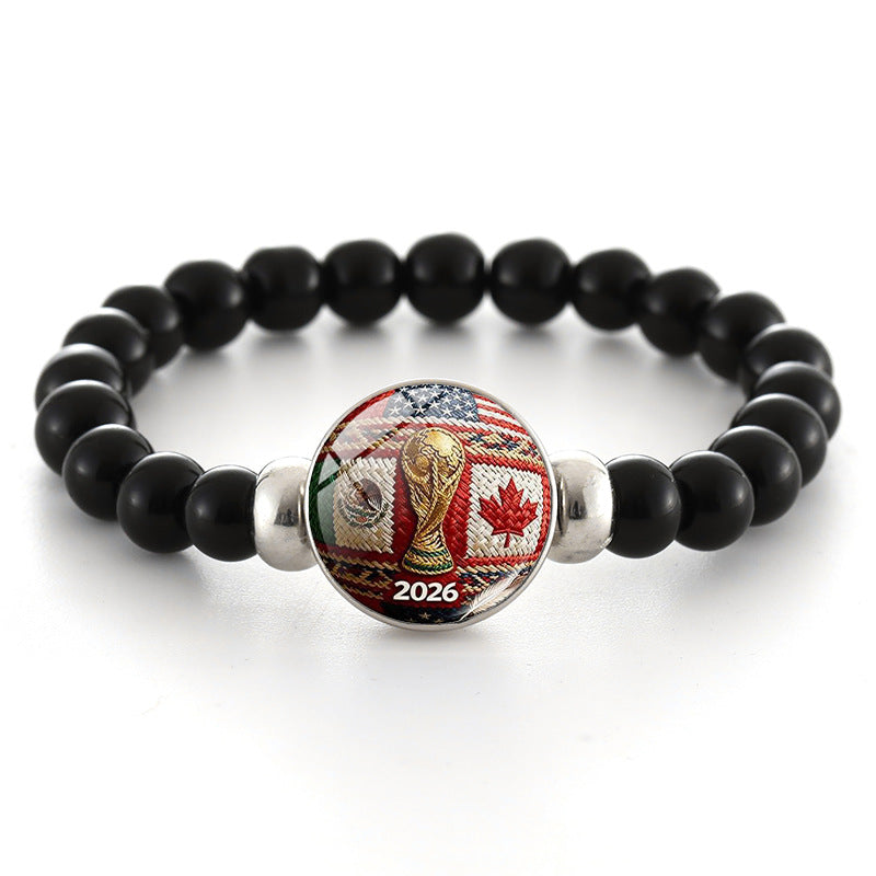 Unisex Geometric Round Crystal Beaded Bracelet World Cup Commemorative Jewelry
