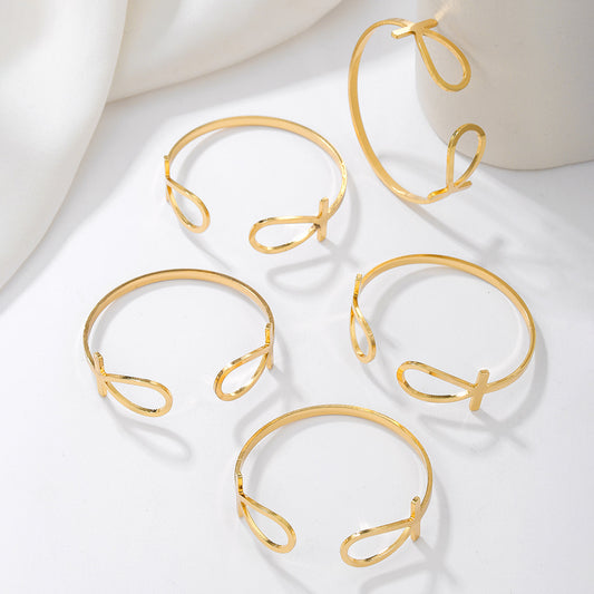 Conjunto de pulseras Ankh geométricas para mujer, chapadas en hierro, joyería de mano, estilo étnico, apilables