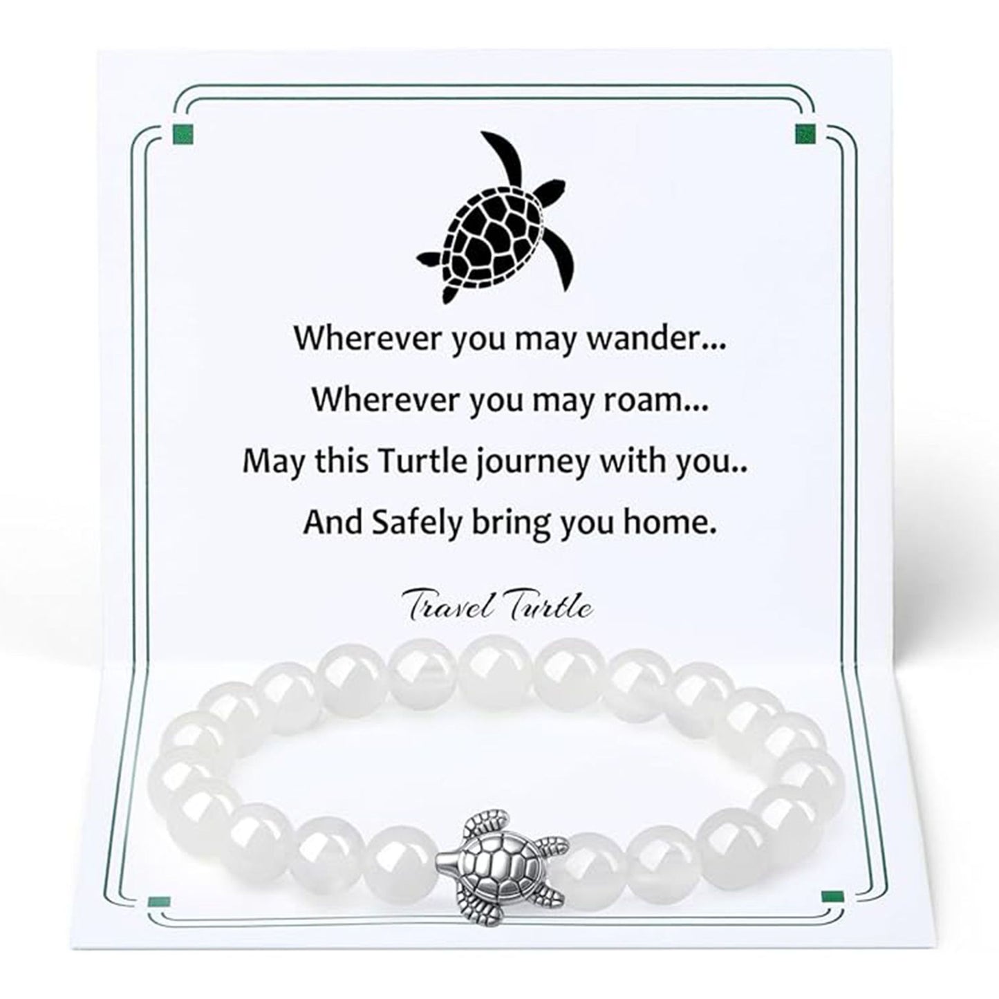 Unisex Tiger Eye Amethyst Rose Quartz Turtle Beaded Bracelet