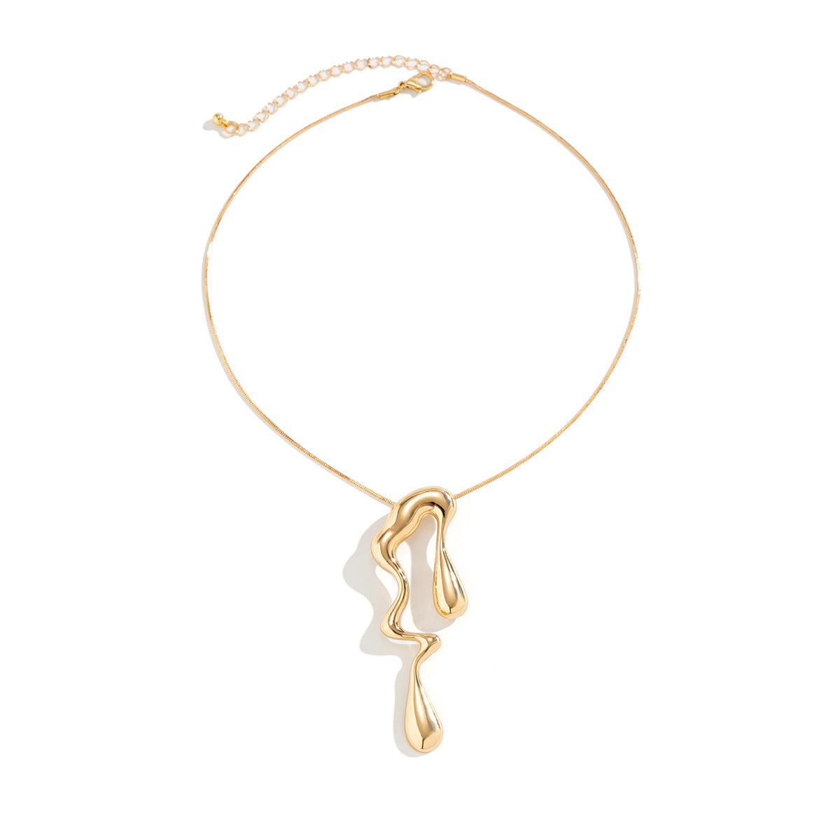 Edgy Liquid Metal Style Geometric Necklace for Women with Electroplated Alloy Pendant and Irregular Lava Design