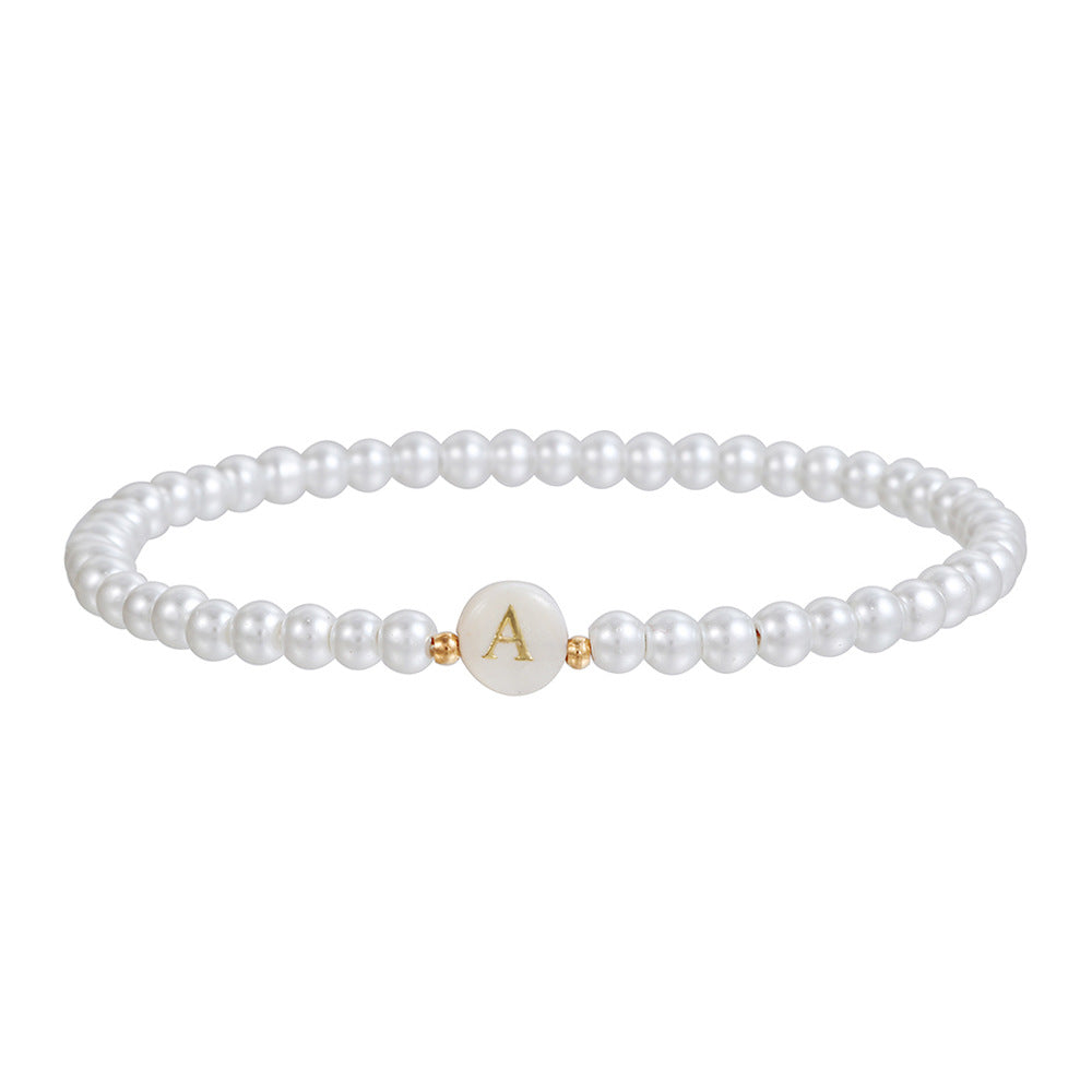 Minimalist Sweet Letter Imitation Pearl Handmade Bracelet for Women