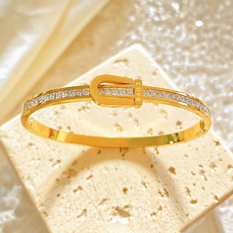 Luxury Minimalist Titanium Steel Plated Bracelet with Starry Sky Pattern