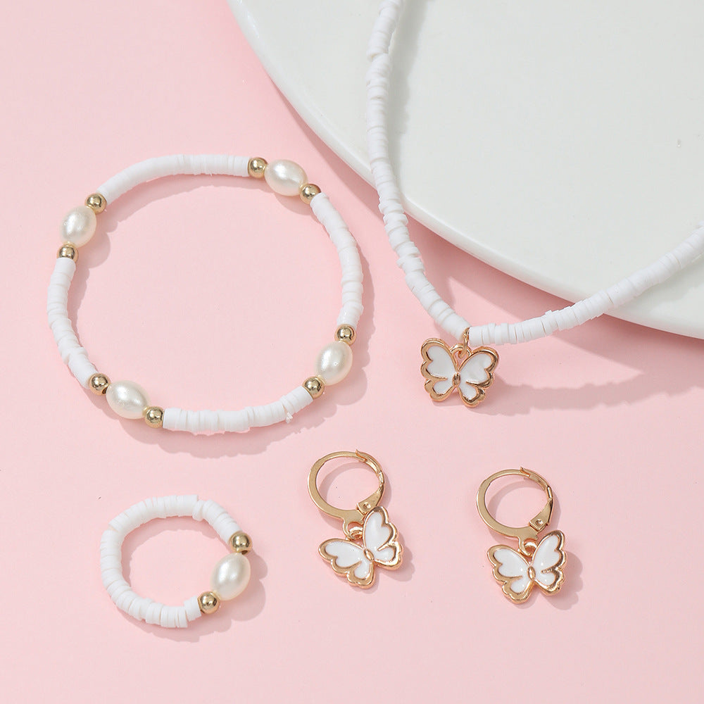 Collana con Ciondolo a Farfalla Minimalista da Ragazza in Resina con Charm in Lega su Catena Box