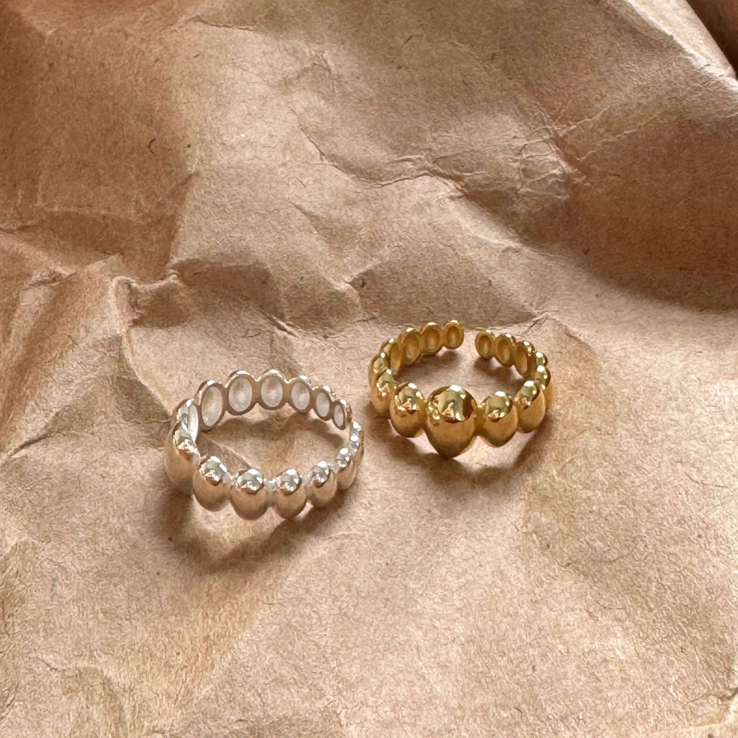 Anello Cuore Ovale Geometrico Aperto Minimalista in Argento Sterling 925 per Donna