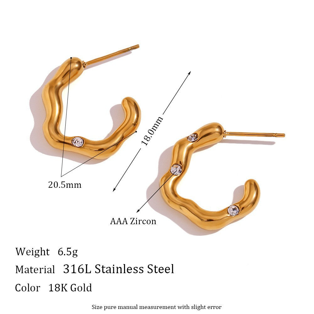 Vintage-Inspired Geometric U-Shaped Titanium Steel Earrings for Women with 18K Gold Plating
