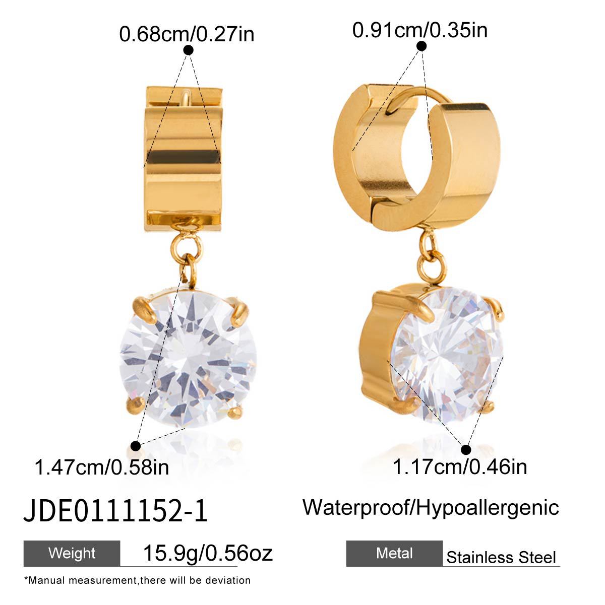 Elegant Geometric Round Stainless Steel Plated Cubic Zirconia Hoop Earrings for Women