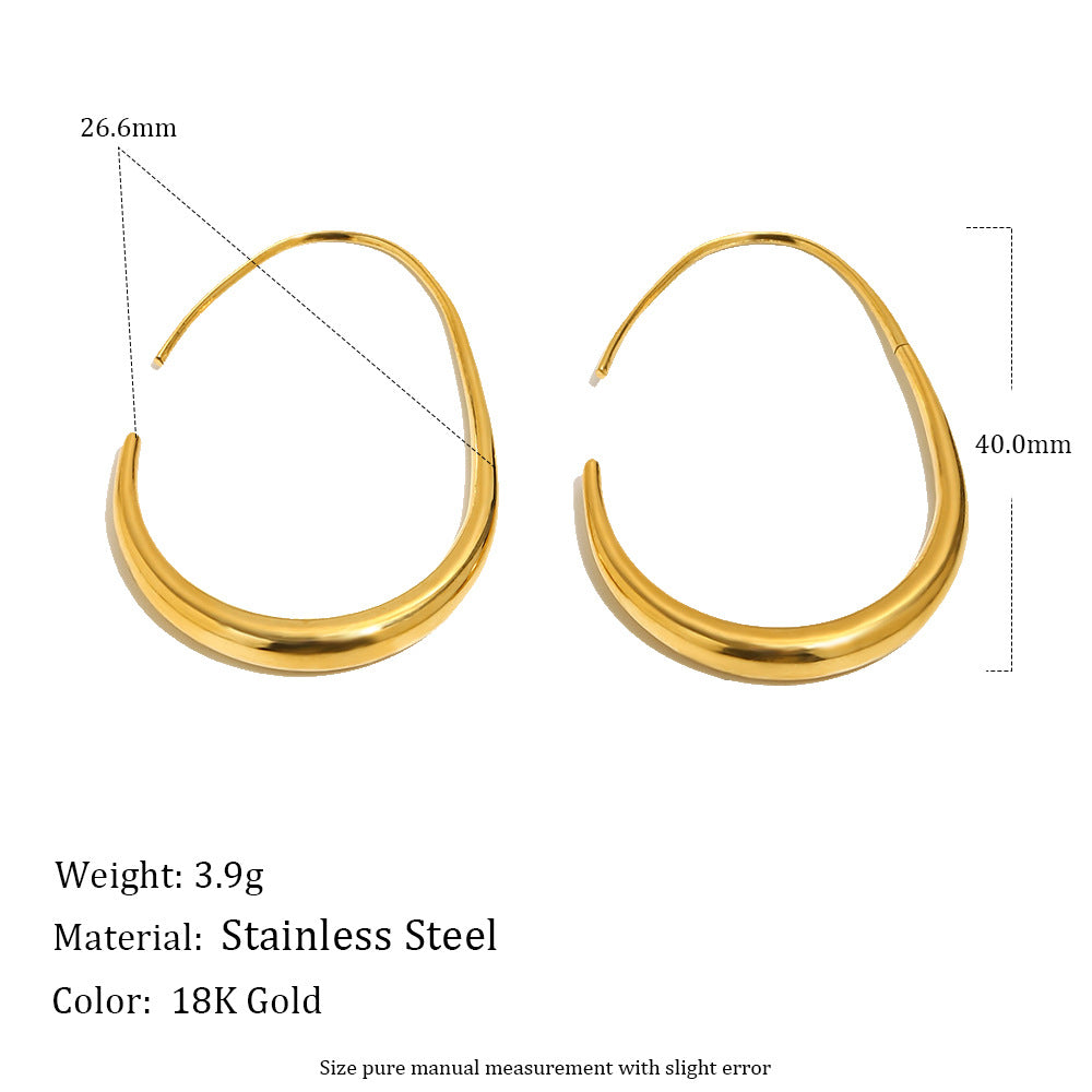 Aretes de mujer chapados en oro de acero inoxidable con diseño geométrico minimalista