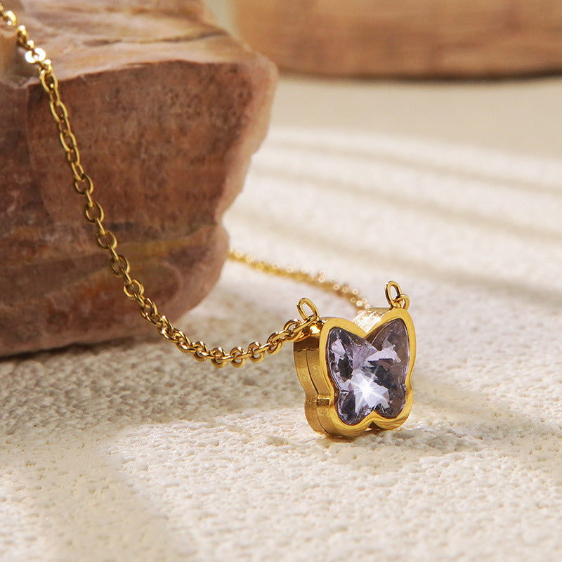 Minimalist Heart Teardrop Geometric Stainless Steel Plated Pendant Necklace for Women