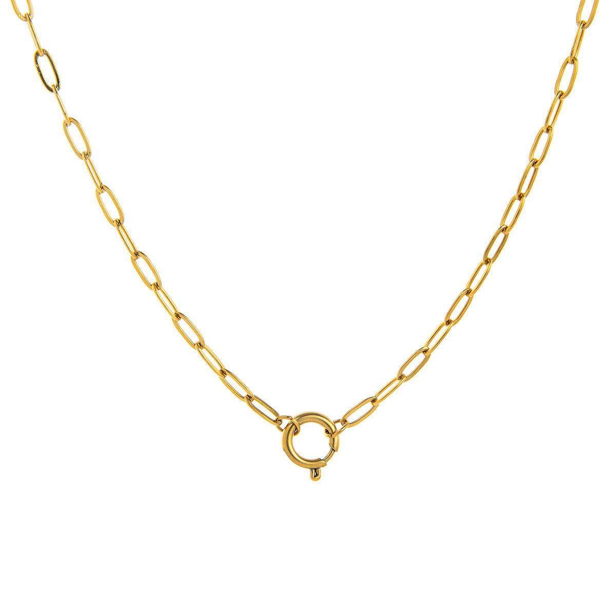 Minimalist 18K Gold Plated Geometric Round Titanium Steel Bowknot Pendant Necklace