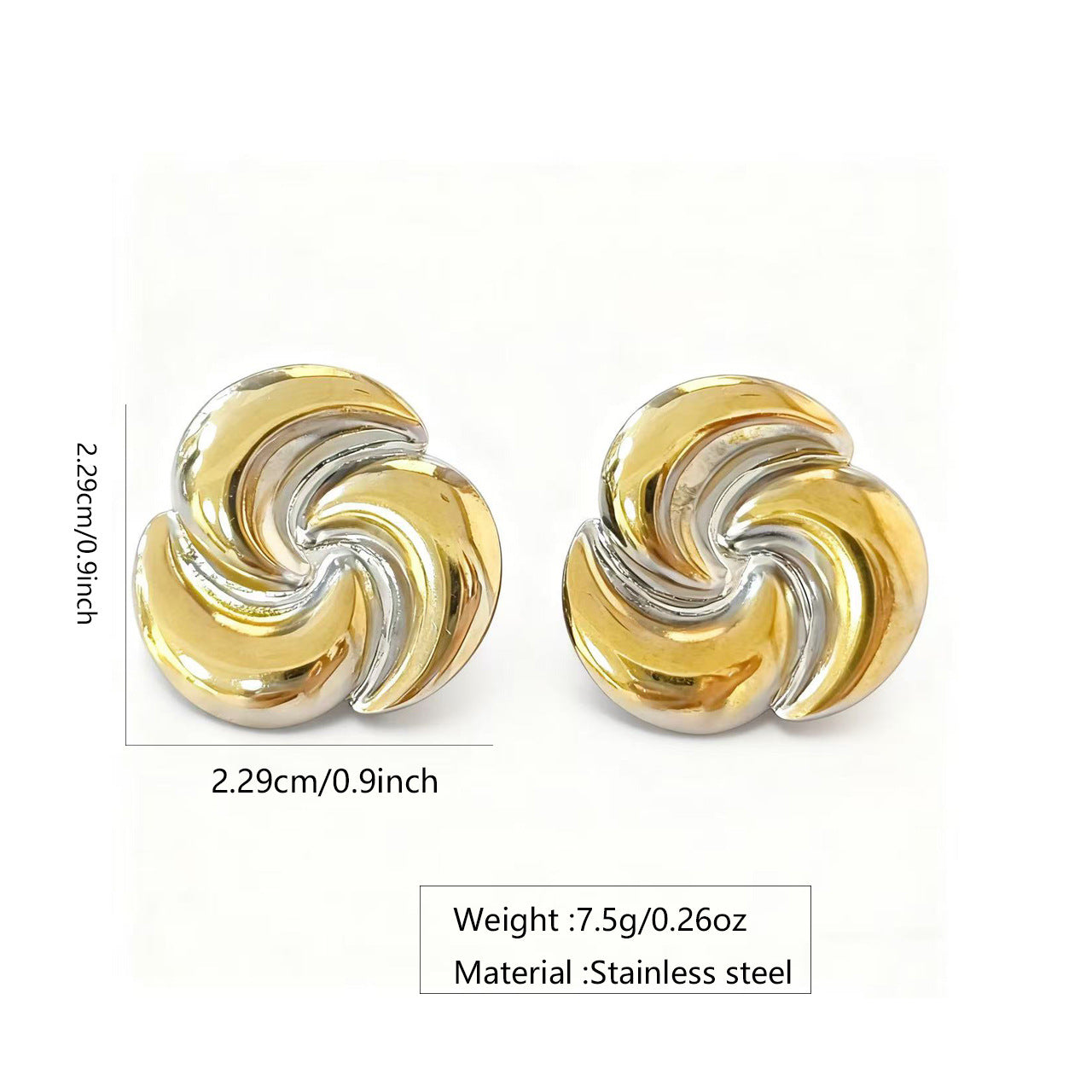 Luxury Elegant Geometric Moon Plated Stainless Steel Earrings for Women