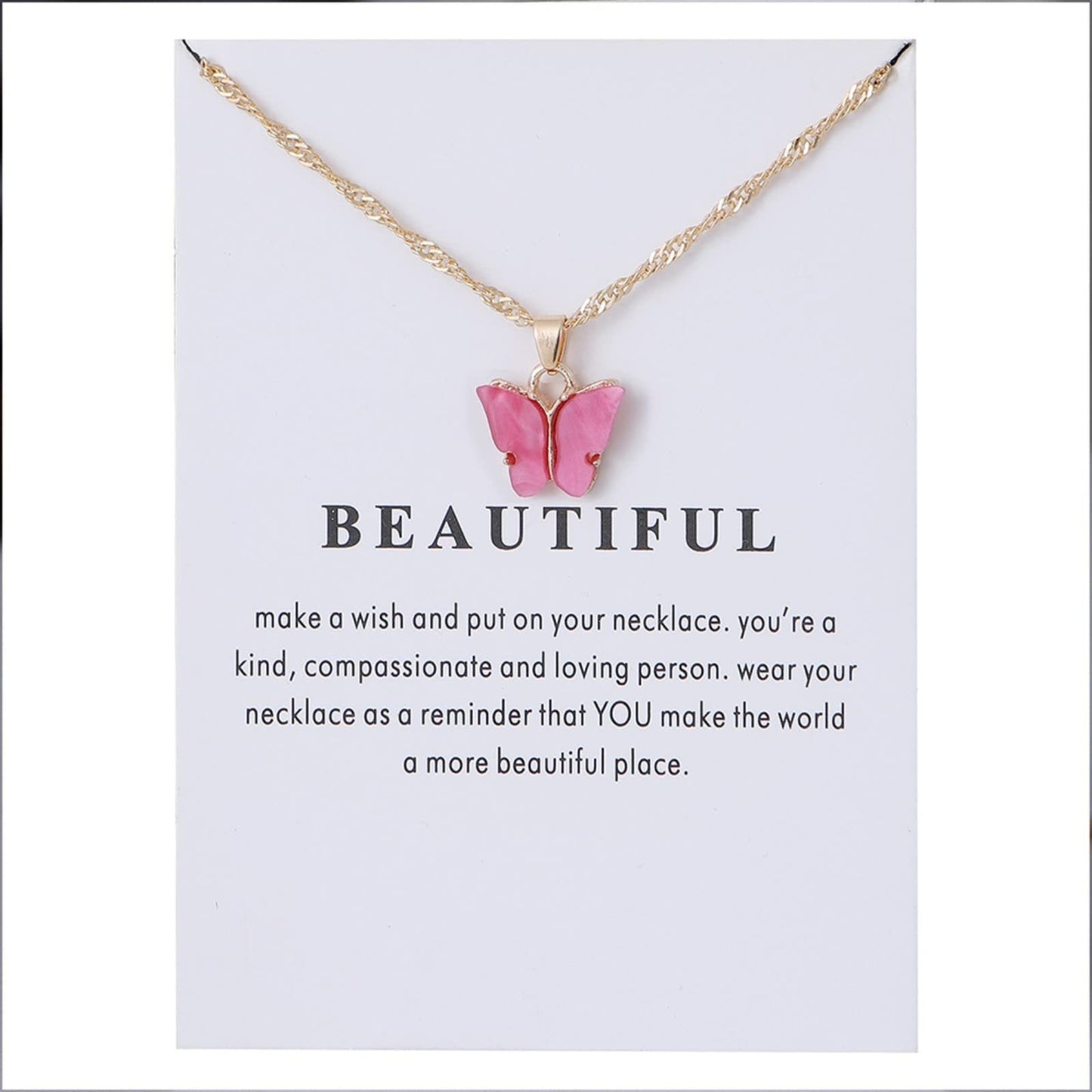 Sweet Minimalist Butterfly Acrylic Pendant Necklace for Women