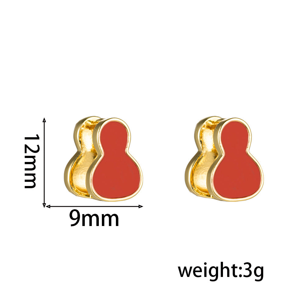 Orecchini da donna di lusso minimalisti a doppia faccia a forma di zucca, in acciaio al titanio ipoallergenico con finitura galvanizzata