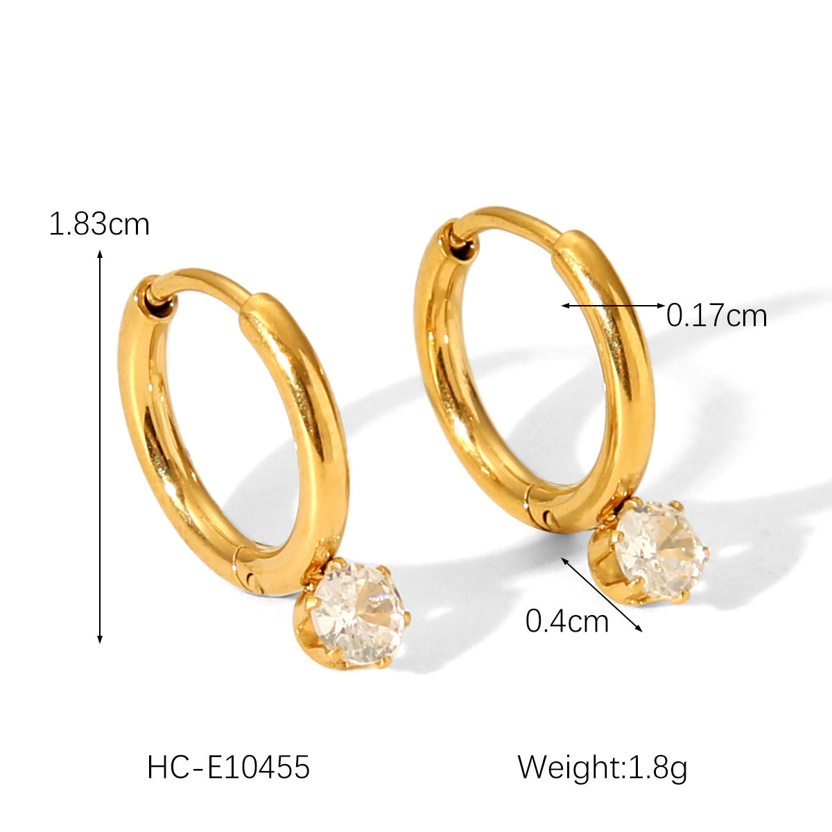 Orecchini a Cerchio Geometrici Minimalisti in Acciaio Inossidabile con Placcatura in Oro 18K e Zirconia Cubica da Donna