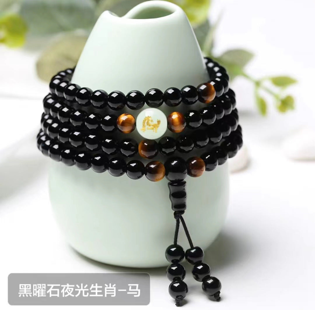 Glow-in-the-Dark Round Animal Synthetic Stone Bracelet Unisex