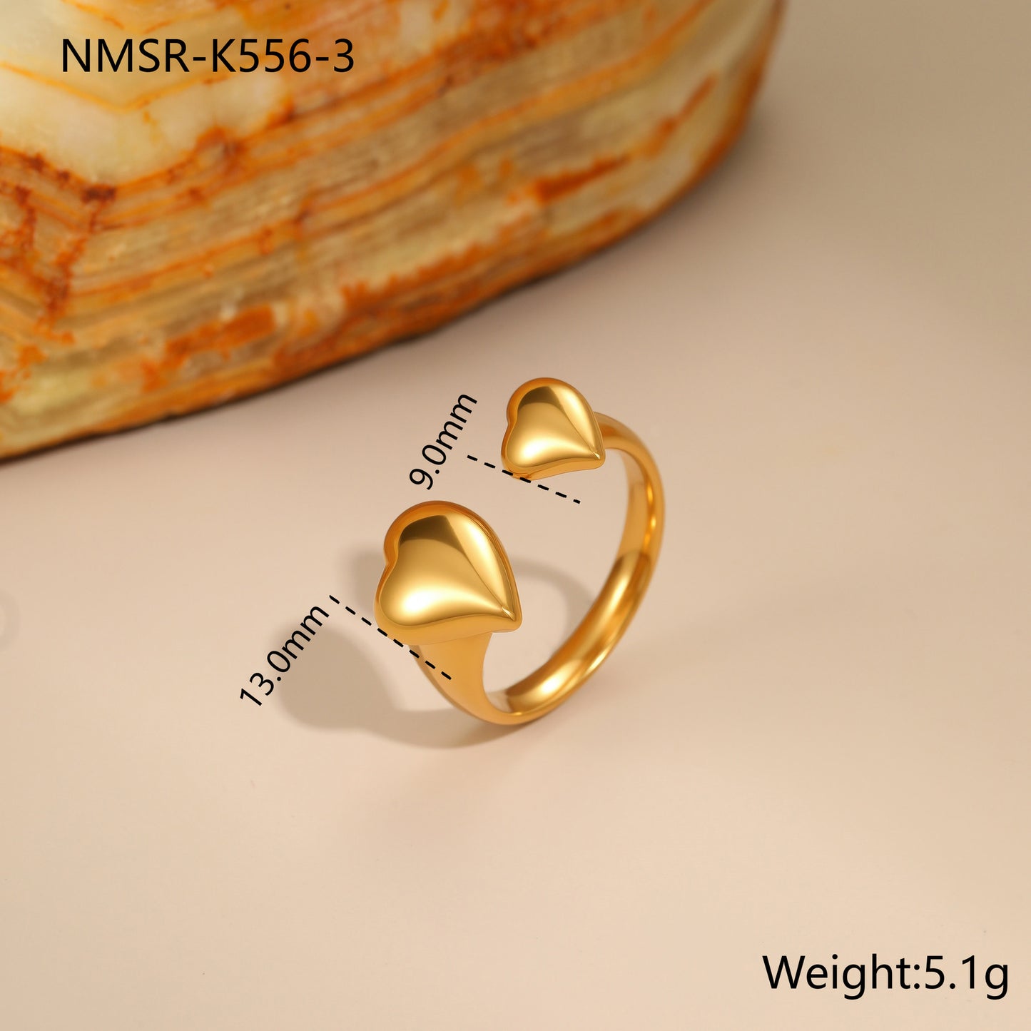 Minimalist Stainless Steel Star-Shaped Geometric Open Ring with 18K Gold Plating for Women