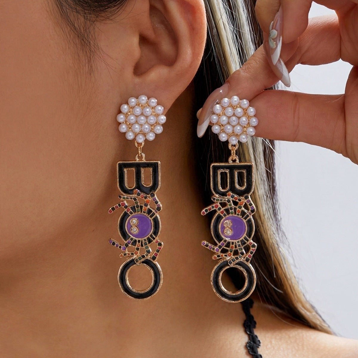 Vintage Gothic Gradient Drip Oil Plated Alloy Letter Earrings Unisex
