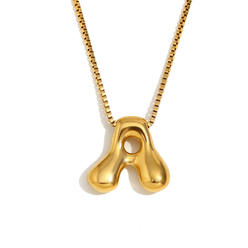Minimalist Fashion Letter Necklace for Women Stainless Steel Pendant with 18K Gold Plating