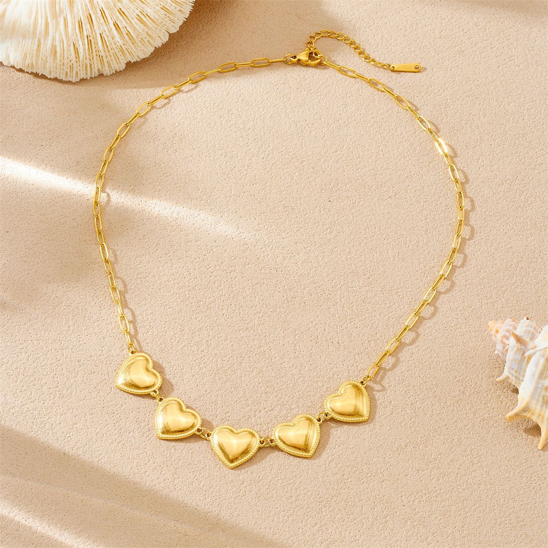 Minimalist Business Gold Plated Stainless Steel Heart Necklace for Women