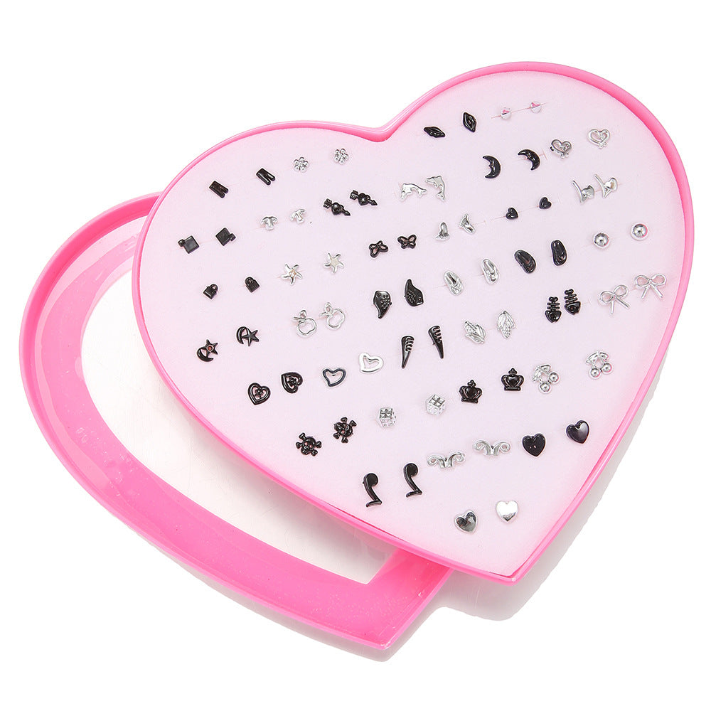Sweet Geometric Resin Stud Earrings with Rhinestone and Pearl Inlay for Women