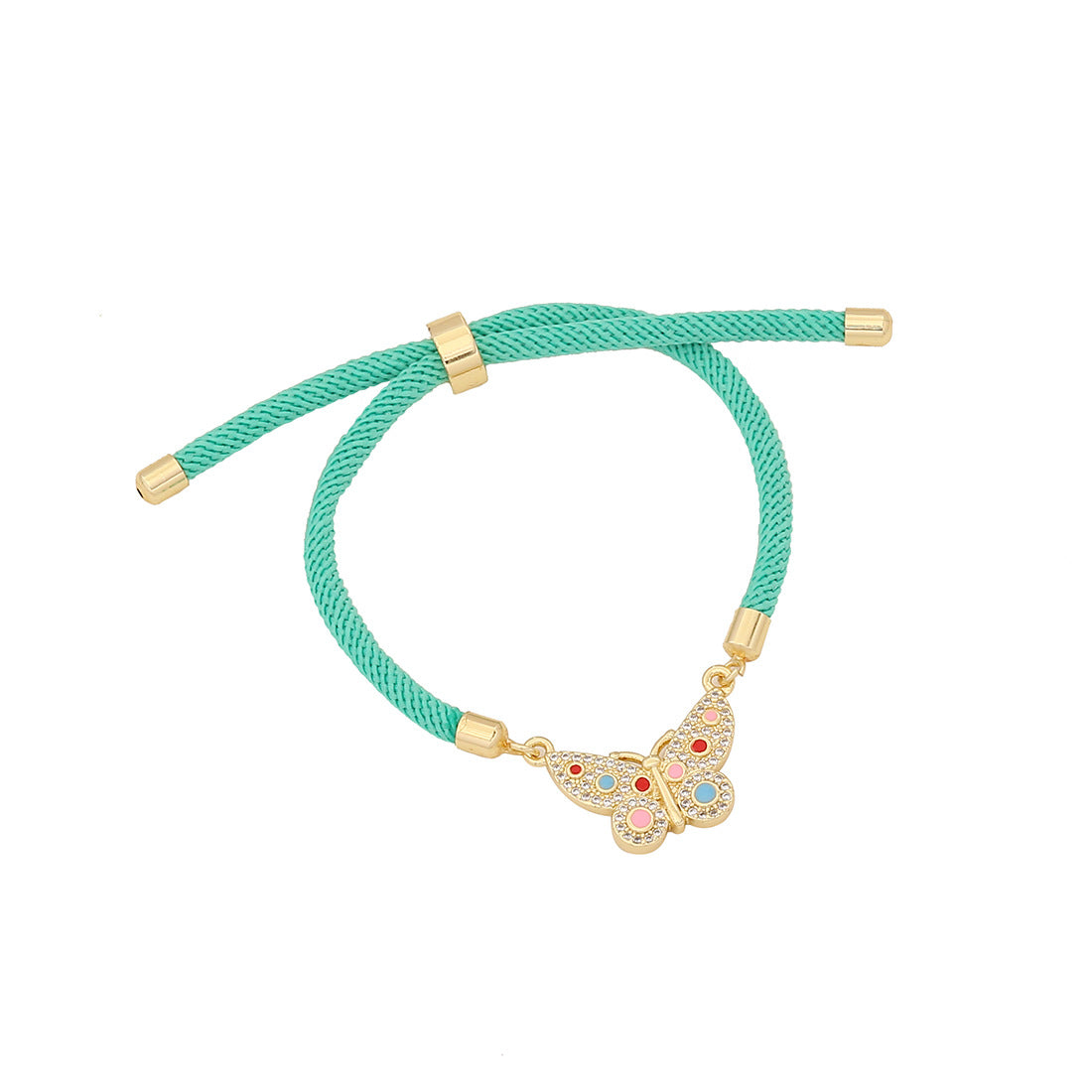 Personalized Butterfly-Shaped Gold-Plated Brass Bracelet with Adjustable Pull Chain