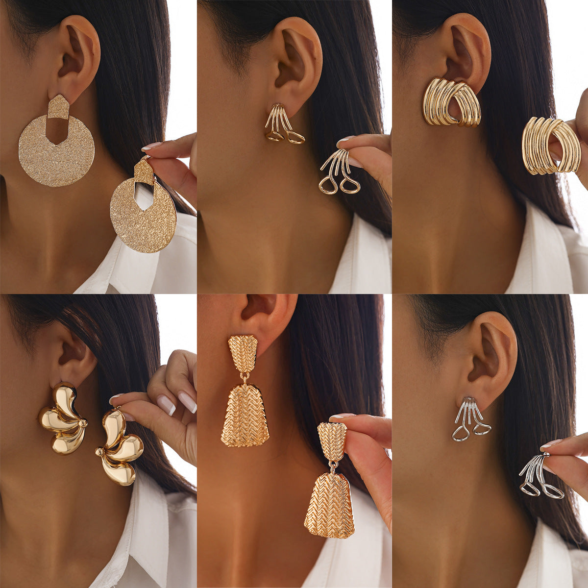 Minimalist Geometric Square Alloy Plated Earrings for Women
