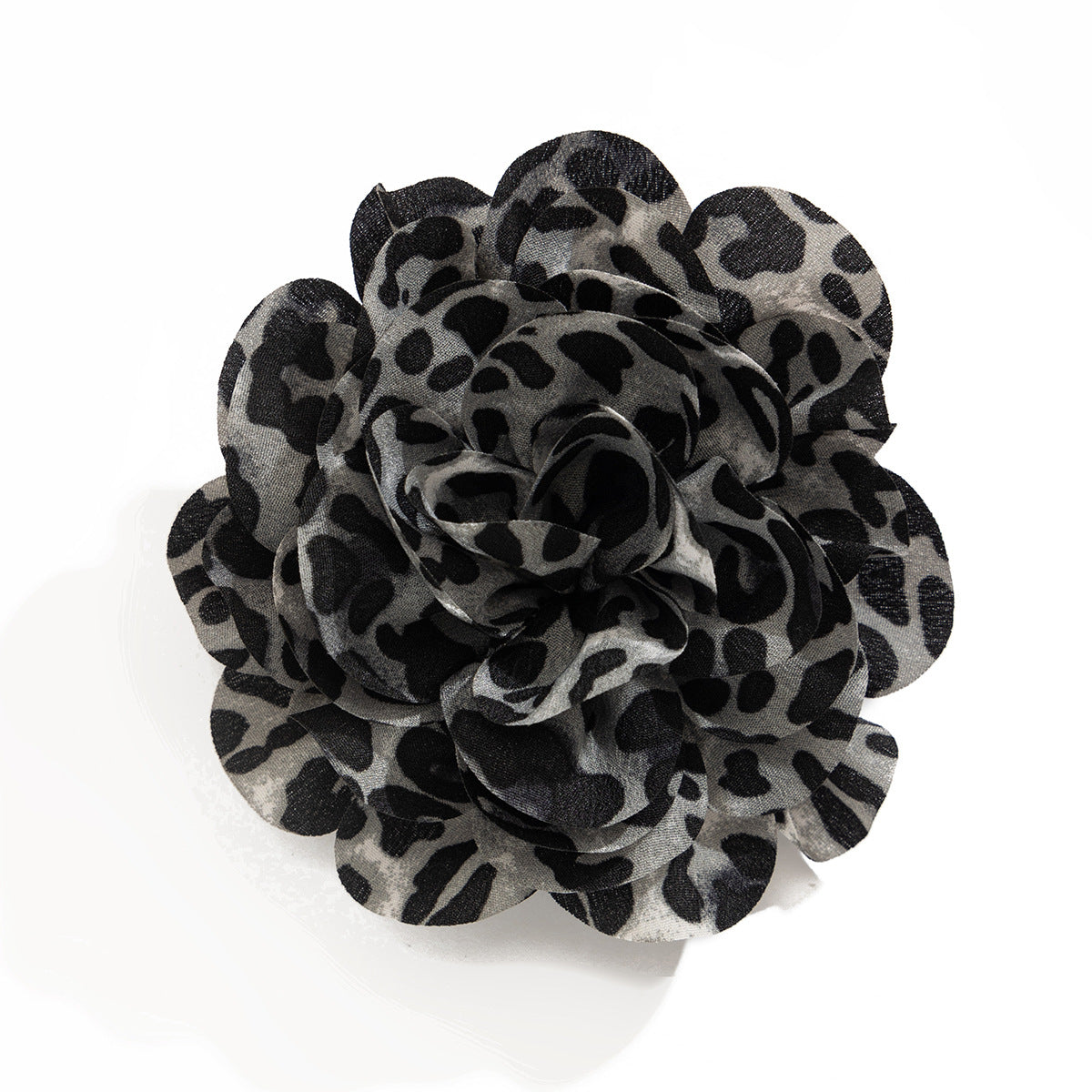 Exaggerated Leopard Print Floral Fabric Brooch Plated Pin for Women