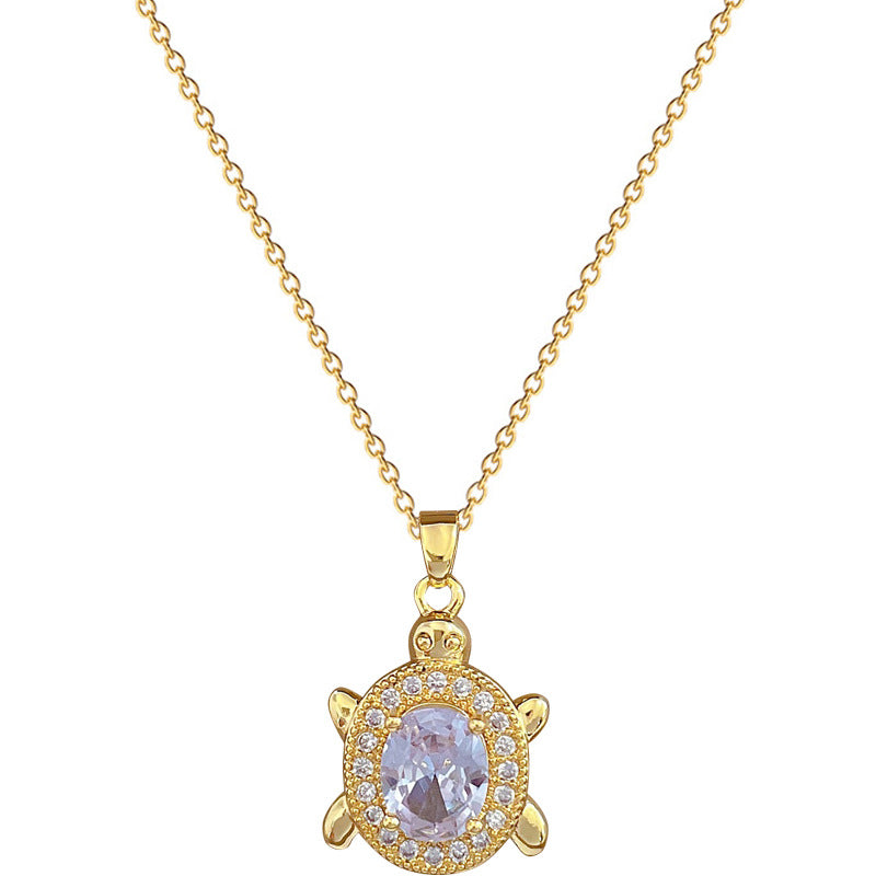 Collana con ciondolo a tartaruga minimalista da donna e uomo in acciaio inossidabile con catena a serpente, intarsi in strass e design geometrico