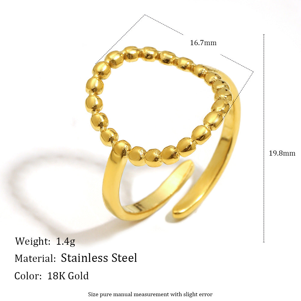Anillo minimalista geométrico de acero inoxidable con baño de oro de 18 quilates y banda abierta en forma de O para mujer