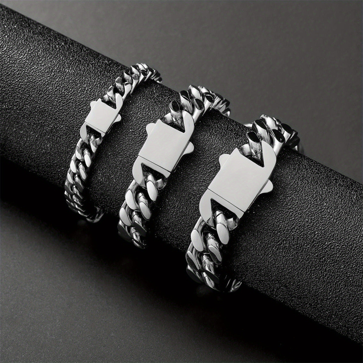 Collana da Uomo a Catena Cubana in Acciaio Inossidabile Lucido, a Forma Geometrica, Stile Hip Hop Robusto