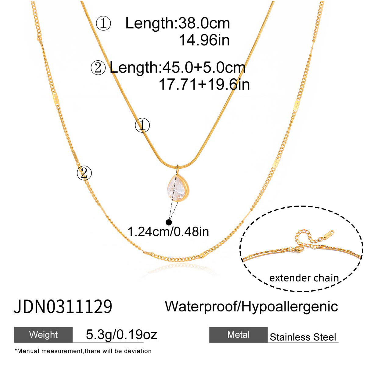 Collana pendente a triangolo geometrico da donna in acciaio al titanio con placcatura PVD in oro 18 carati catena in acciaio inossidabile