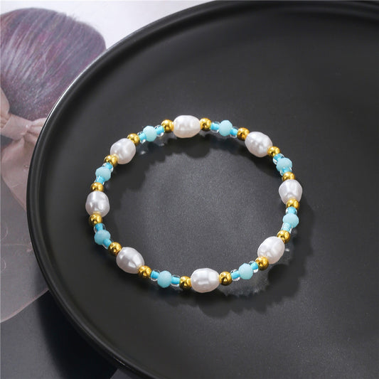 Sweet Natural Geometric Handmade Pearl Bracelet and Anklet for Unisex