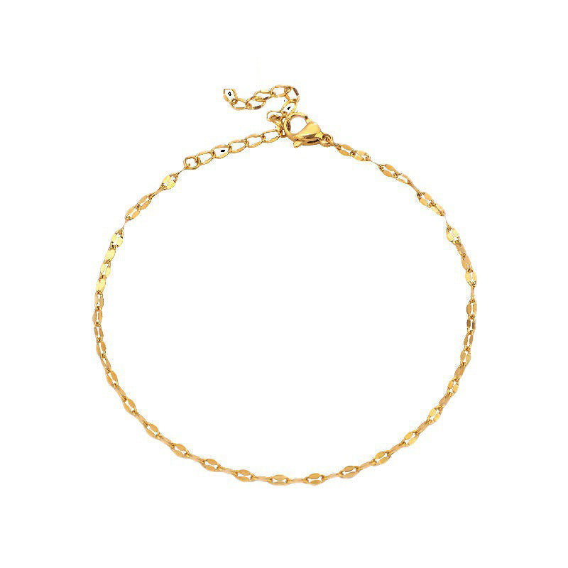 Minimalist Lip-Shaped Anklet for Women Made of Titanium Steel with Starry Sky Pattern and Wavy Texture