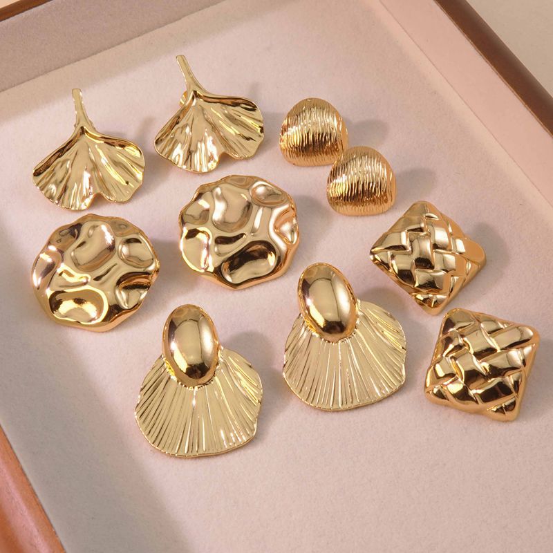 Elegant Gold Plated Stainless Steel Leaf Earrings for Women